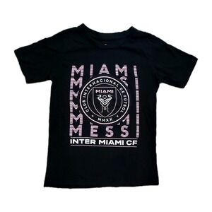 Inter Miami CF Boy's Medium 10-12 Black T-Shirt Messi Soccer Futbol‎ Florida MLS